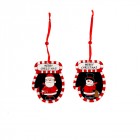  Дървени висулки ръкавички, червено и черно, 2 модела, 10 см