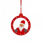 Дървена висулка Дядо Коледа,червен кръг, 14 см