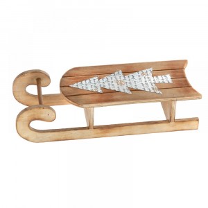 Дървена шейна, натурал, 36х12х9 см