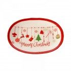 Керамично плато, елипса, Merry ChristMas, 20X14.5X2.5CM