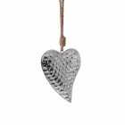 Метална висулка, сърце, сребро, 14х33 см