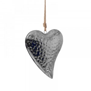Метална висулка, сърце, сребро, 17х42 см