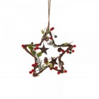 Дървена аранжировка, звезда, висяща, 21х21 см