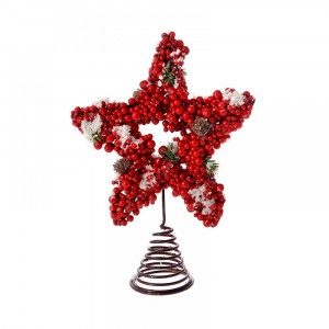 Връх за елха, звезда от червени боровинки, 27х21 см