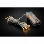 Коледни лампички с батерии, 20 LED, прозрачен кабел, топло-бели, 1М