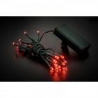 Коледни лампички с батерии, 20 LED, зелен кабел, червени, 1М