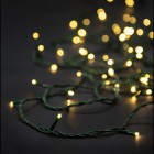 Коледни лампички, 100 LED, зелен кабел, стопло-бели, с конектор, 10 М