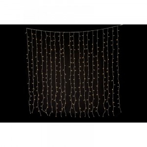 Завеса, 400 LED, прозрачен кабел, студено-бели, 2Х2 М