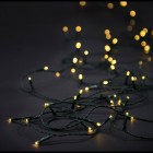 Коледни лампички, 100 LED, зелен кабел, топло-бели, 10 М, с конектор