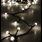 Коледни светещи топки, 60 LED, 1см, топло-бели, с конектор, 6 М