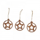 Дървени висулки топки, бяло и кафяво, 3 бр.