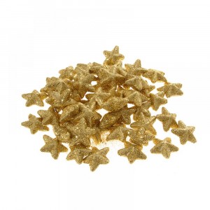 Звезди за декорация, брокат, златни