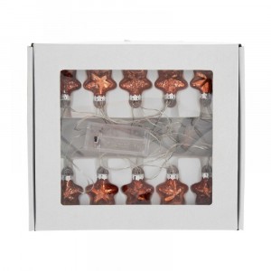 Коледни светещи звезди с батерии, бронз, 10 LED, 4 см