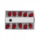 Коледни светещи шишарки с батерии, червени, 10 LED, 4 см