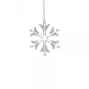 Висяща стъклена снежинка, 12 см