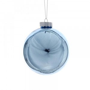 Стъклена топка синя, мак, 10 см, к-т 4 бр.