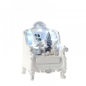 Светещ Дядо Коледа на стол, 15х13х20 см