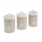  Метални буркани,комплект за кафе и захар,чай,декор-сърце и дантела,11х15 см