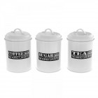  Метални буркани,бели,комплект за захар,кафе и чай,11х15 см