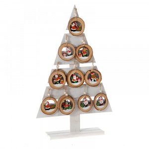 Елха дисплей с микс дървени орнаменти, 28х9х62 см