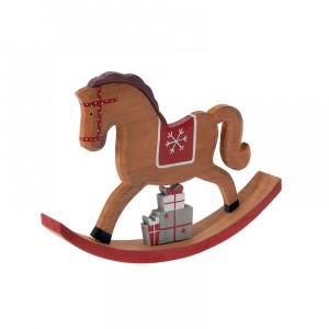 Дървено конче на колелца, кафяво, 25х4х19 см