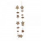 Дървен гирлянд от звезди, натурал, 120 см