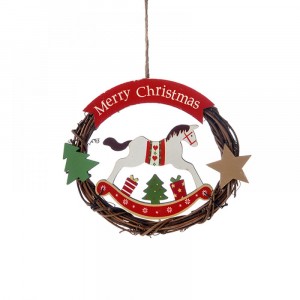 Дървено висящо венче, конче, 15х18 см