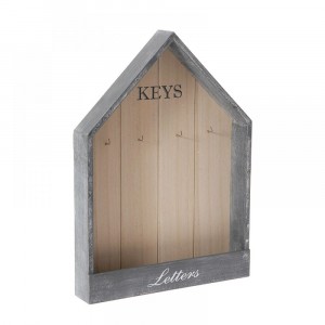 Дървена закачалка за ключове, сива, 29Х40СМ