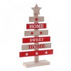 Дървена елха, бяло и червено, 24х10х57 см