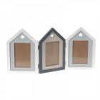 Дървена рамка за снимки, тройна, двуцветна, 50Х25СМ