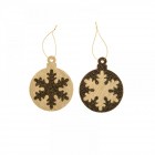 Висящи орнаменти от текстил, злато и кафе топки със снежинки, 10 см, к-т 2 бр.
