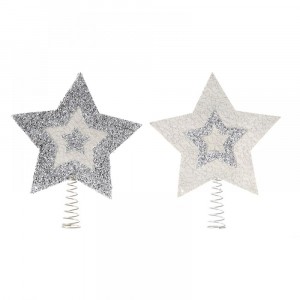 Връх за елха, звезда, сребро,  20 см