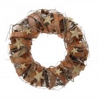 Венец от преплетени клони и звезди дърво,златен брокат, 33 см 