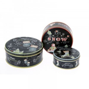 Метални кутии, коледни мотиви, черни, S/3, 20X20X8CM