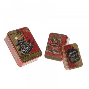 Метални кутии, коледни мотиви и надпис, S/3, 19X14X7 12X8