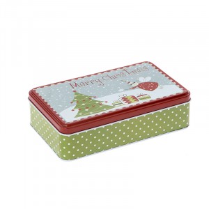 Метална кутия Merry ChristMas, елха и точки, 19Х11,5Х5СМ