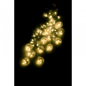 Коледен светещ гирлянд, лампички и топки, 138 LED, слънчево жълти, 2М