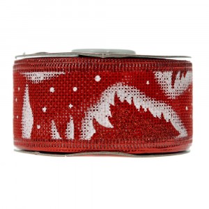  Коледна панделка 4см Х 9.15 М, червена