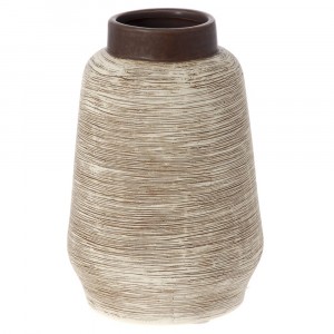 Керамична ваза, надрано кафяво, 20х17 см