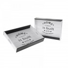 Дървени подноси к-т, HOME IS BUILD...,бяло-черно, 40х30/36х26 см