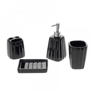 Керамичен комплект за баня,черен,4 части