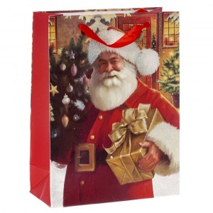 Подаръчен плик хартия Дядо Коледа червен, 18Χ24Χ8