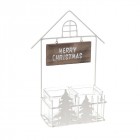 Метален свещник къща, бял, 2 свещи