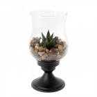 Стъклена кашпа с метална стойка, арт, за суколенти, 14Х14Х227СМ