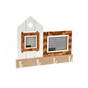 Дървена закачалка с рамка за снимки,декор,37х27 см