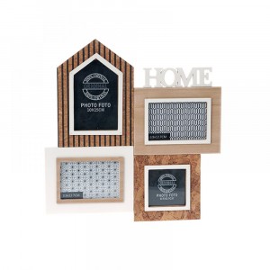Фото рамка за 4 снимки,дърво декор,HOME,35х36 см