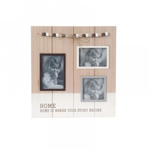 Фото рамка МДФ за 3 снимки,декор,топчета,36х38 см