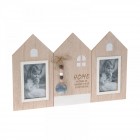 Фото рамка къща, МДФ, за 3 снимки,декор,топчета,50х30 см