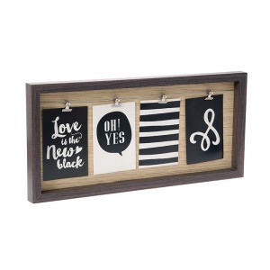 Фото рамка МДФ,за 4 снимки с клипс,релеф,тъмна,24х51 см