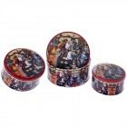 Метални кутии 3 бр. Дядо Коледа с деца, 14х7/17х8/20х9 см